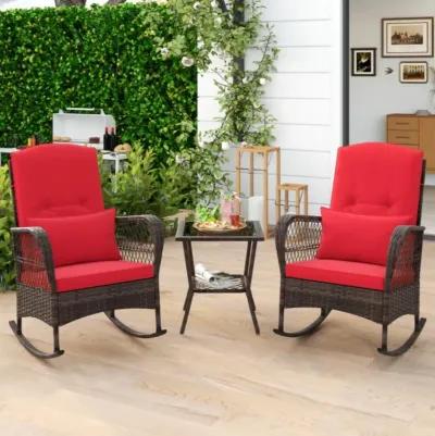 Hivvago 3 Pieces Rocking Bistro Set with 2-Tier Coffee Table