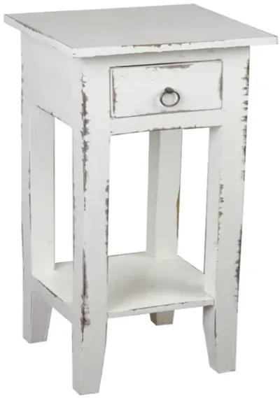 Shabby Chic Cottage 11.8 in. Square Solid Wood End Table with 1 Drawer