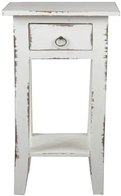 Shabby Chic Cottage 11.8 in. Square Solid Wood End Table with 1 Drawer