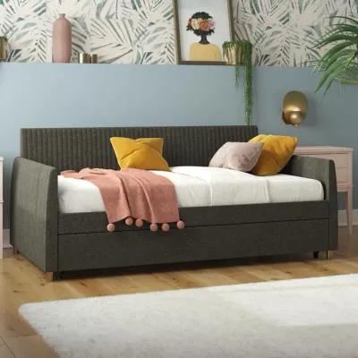 Mr. Kate Daphne Upholstered Daybed with Trundle, Twin/Twin, Dark Gray Linen