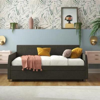 Mr. Kate Daphne Upholstered Daybed with Trundle, Twin/Twin, Dark Gray Linen