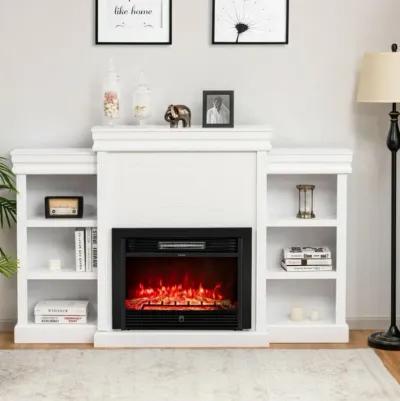 Hivvago 70 Inch Modern Fireplace Media Entertainment Center with Bookcase