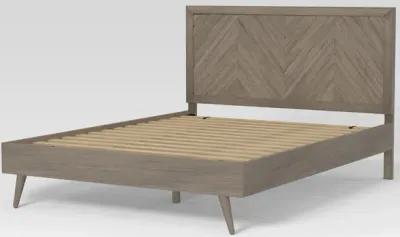 Wooden Chevron Bed with Headboard