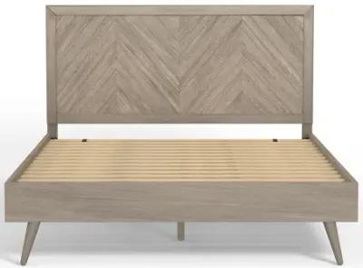 Wooden Chevron Bed with Headboard