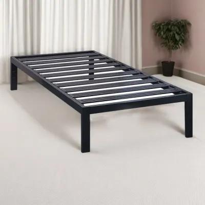 Hivvago Twin XL Heavy Duty Wide Slat Steel Platform Bed Frame in Black Metal Finish