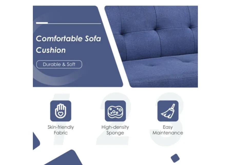 3 Seat Convertible Linen Fabric Futon Sofa with USB and Power Strip