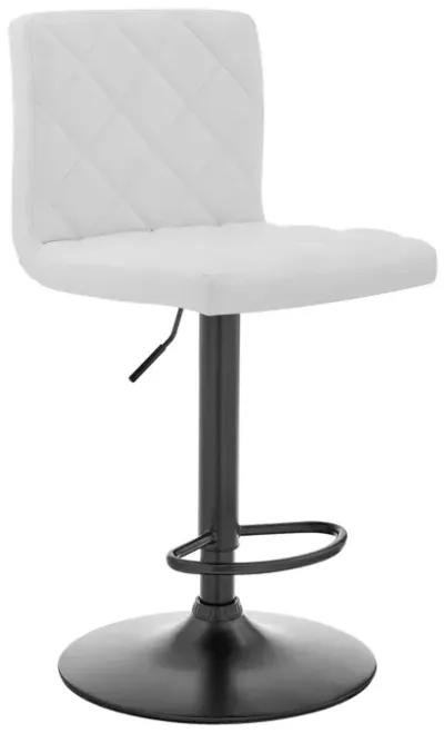 20 Inch Metal and Leatherette Swivel Bar Stool, Black and White - Benzara