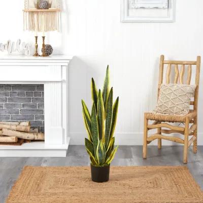 HomPlanti 38" Sansevieria Artificial Plant - Green and Yellow