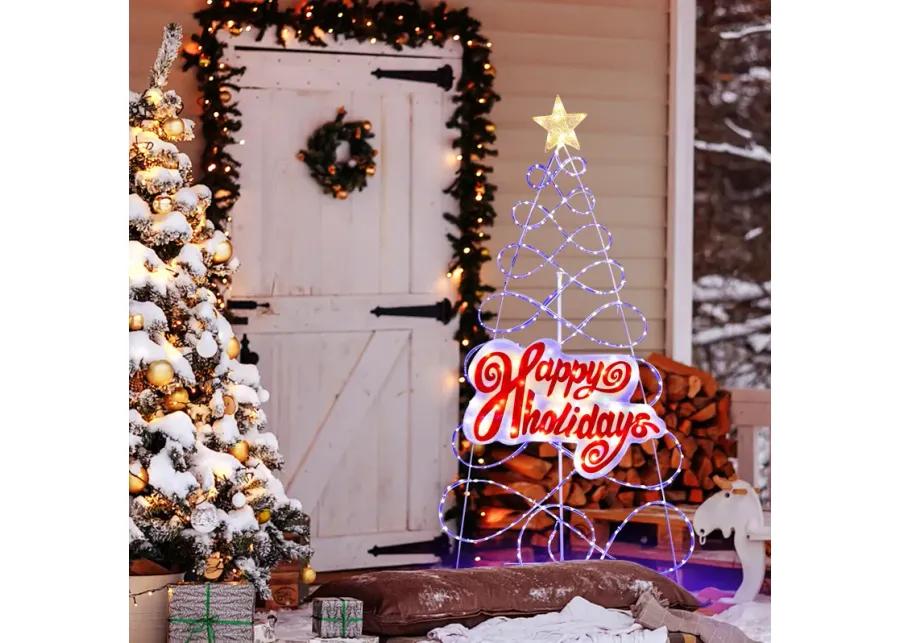 5.6 FT Outdoor Colorful Christmas Tree with 216 LED Lights and 6 Lighting Modes