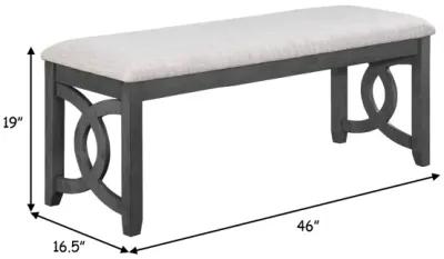 Gary 46 Inch Wood Bench, Fabric Seat, Ebony Brown-Benzara