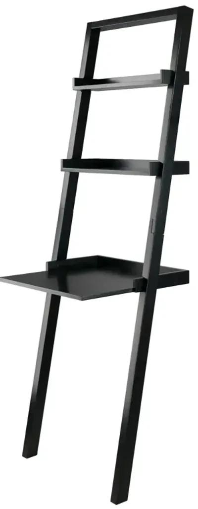 Ergode Wood Bellamy Leaning Desk with Shelves - Sleek & Stylish Space-Saving Solution - Black Finish - Slim Structure - Ladder-Style Design - Ample Workspace - Easy Assembly - Tip-Resistant Kit - 20.2"W x 19"D - Ships in One Box