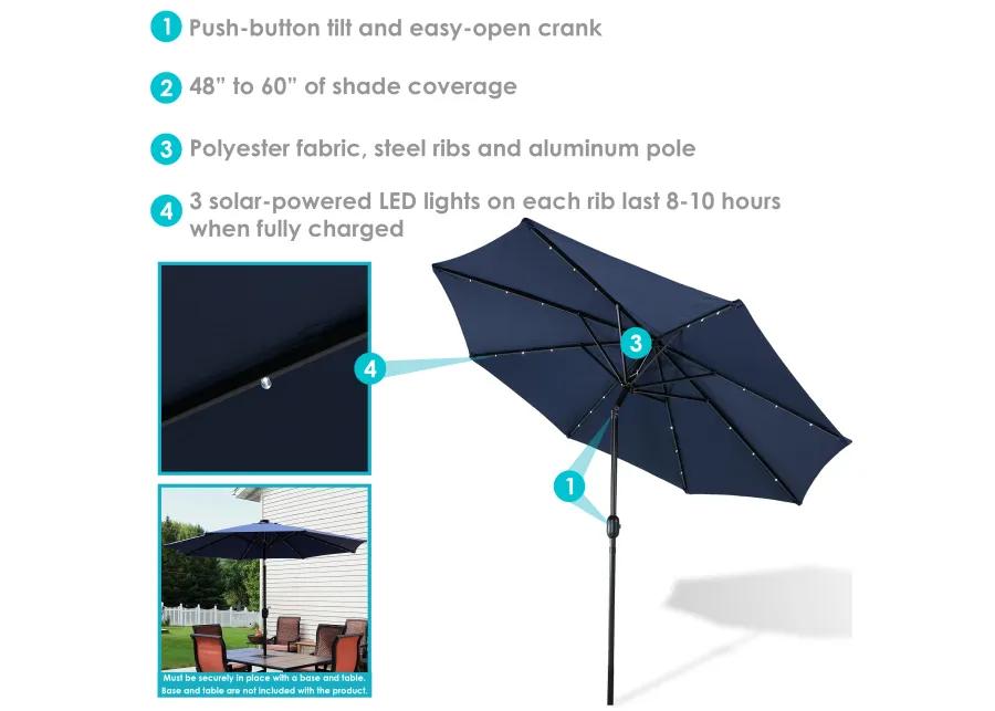 Sunnydaze 9 ft Solar Aluminum Patio Umbrella with Tilt and Crank