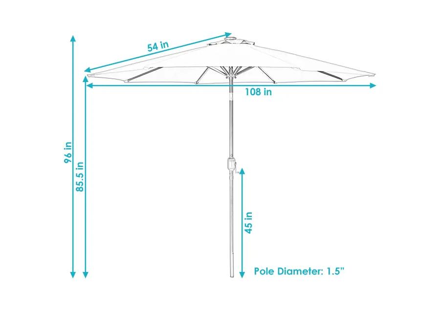 Sunnydaze 9 ft Solar Aluminum Patio Umbrella with Tilt and Crank