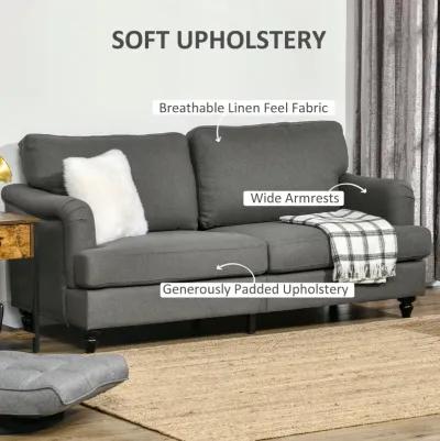 Slate Gray Seating: Versatile Loveseat with Wooden Legs