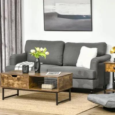 Slate Gray Seating: Versatile Loveseat with Wooden Legs