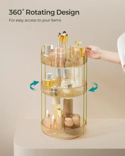 3-Tier Rotating Makeup Organizer Champagne Gold