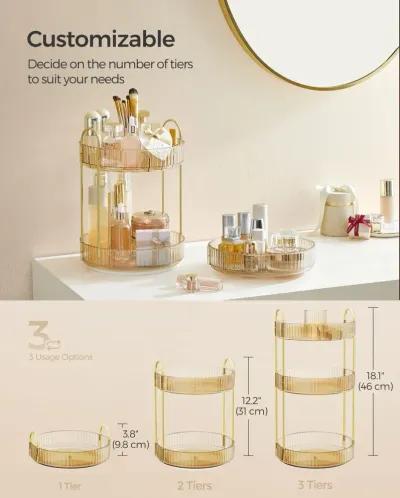 3-Tier Rotating Makeup Organizer Champagne Gold