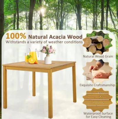 Hivvago Square Acacia Wood Outdoor Dining Table with Umbrella Hole