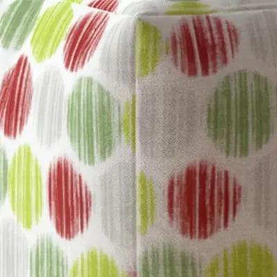 Homezia 17" White Green And Red Cotton Polka Dots Pouf Ottoman