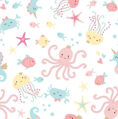 Bedtime Originals Ocean Mist Ocean Sea Animals Fitted Crib Sheet - White