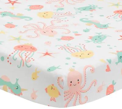 Bedtime Originals Ocean Mist Ocean Sea Animals Fitted Crib Sheet - White