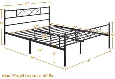 QuikFurn Full Size Traditional Powder Coated Slatted Metal Platform Bed