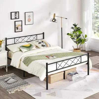 QuikFurn Full Size Traditional Powder Coated Slatted Metal Platform Bed