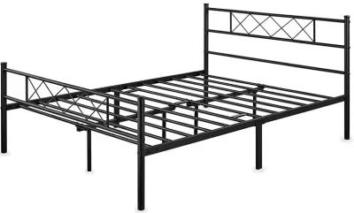 QuikFurn Full Size Traditional Powder Coated Slatted Metal Platform Bed