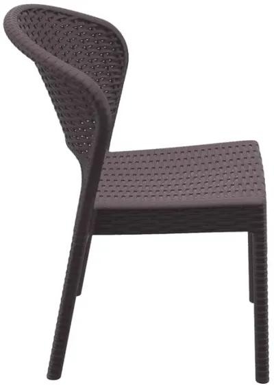 32" Brown Patio Wickerlook Stackable Dining Chair