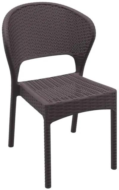 32" Brown Patio Wickerlook Stackable Dining Chair