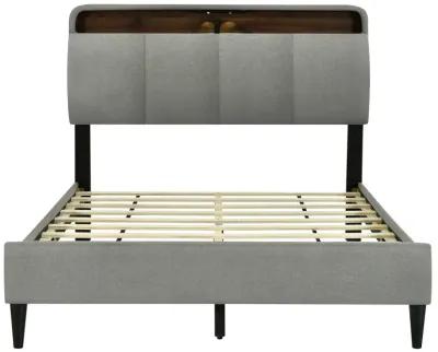 Merax Upholstered Platform Bed with Storage Headboard