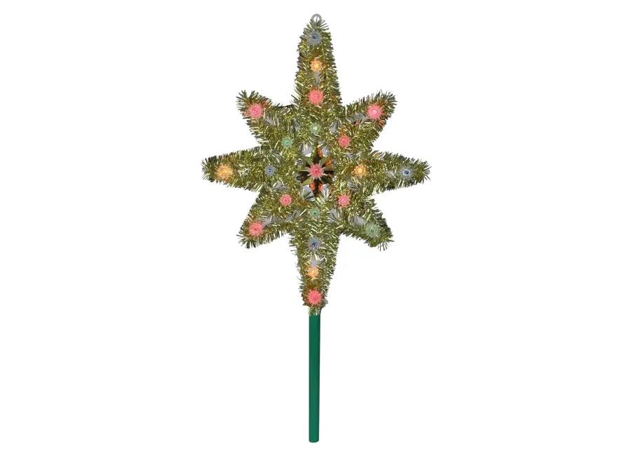 21" Lighted Gold Star of Bethlehem Christmas Tree Topper - Multicolor Lights