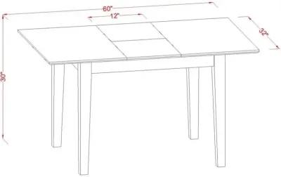 3 Piece Kitchen Set Consists of a Rectangle Dining Table with Butterfly Leaf