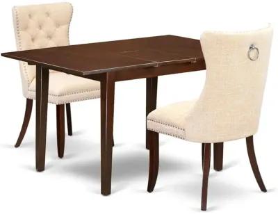 3 Piece Kitchen Set Consists of a Rectangle Dining Table with Butterfly Leaf