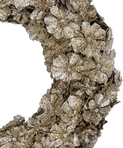 Gold Glitter Pine Cone Artificial Christmas Wreath  12-Inch