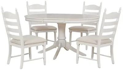 5-Piece Retro Functional Dining Table Set Wood Round Extendable Dining Table And 4