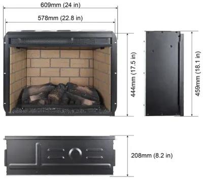 MONDAWE 23 Inch Infrared Quartz Heater Fireplace Insert -Woodlog Version With Brick