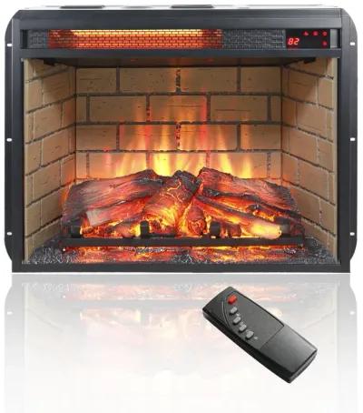 MONDAWE 23 Inch Infrared Quartz Heater Fireplace Insert -Woodlog Version With Brick