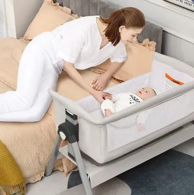 Portable Baby Bedside Sleeper with Adjustable Heights and Angle