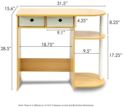 Hivvago Home Office Laptop Computer Desk Table in Beech Ivory