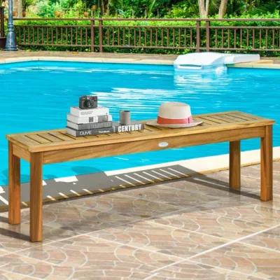 Hivvago 52 Inch Outdoor Acacia Wood Dining Bench Chair