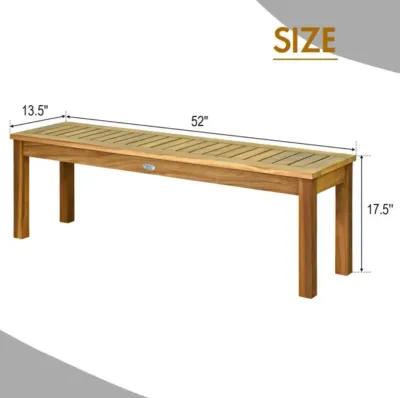 Hivvago 52 Inch Outdoor Acacia Wood Dining Bench Chair