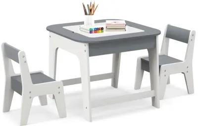 Kid's Table and Chairs Set with Double-sized Tabletop