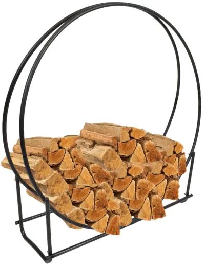 Sunnydaze 40 in Black Powder-Coated Iron Firewood Log Hoop Rack