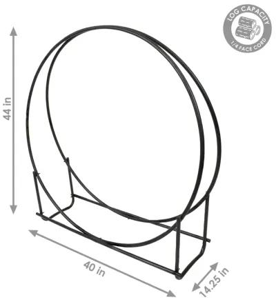 Sunnydaze 40 in Black Powder-Coated Iron Firewood Log Hoop Rack