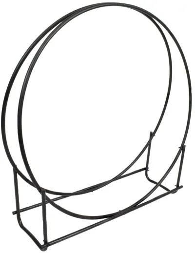 Sunnydaze 40 in Black Powder-Coated Iron Firewood Log Hoop Rack