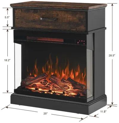 MONDAWE 25 Inch Stand Side Table With  3-Sided glass Electric Fireplace