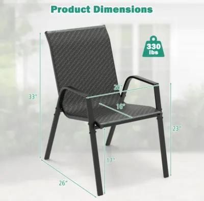 Hivvago 4 Piece Patio Rattan Dining Chairs with Wicker Woven Seat and Back for Backyard Front Porch-Brown