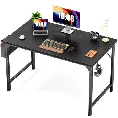 Modern Simple Style Wooden Work Office Desks With Storage, 55 Inch, Black