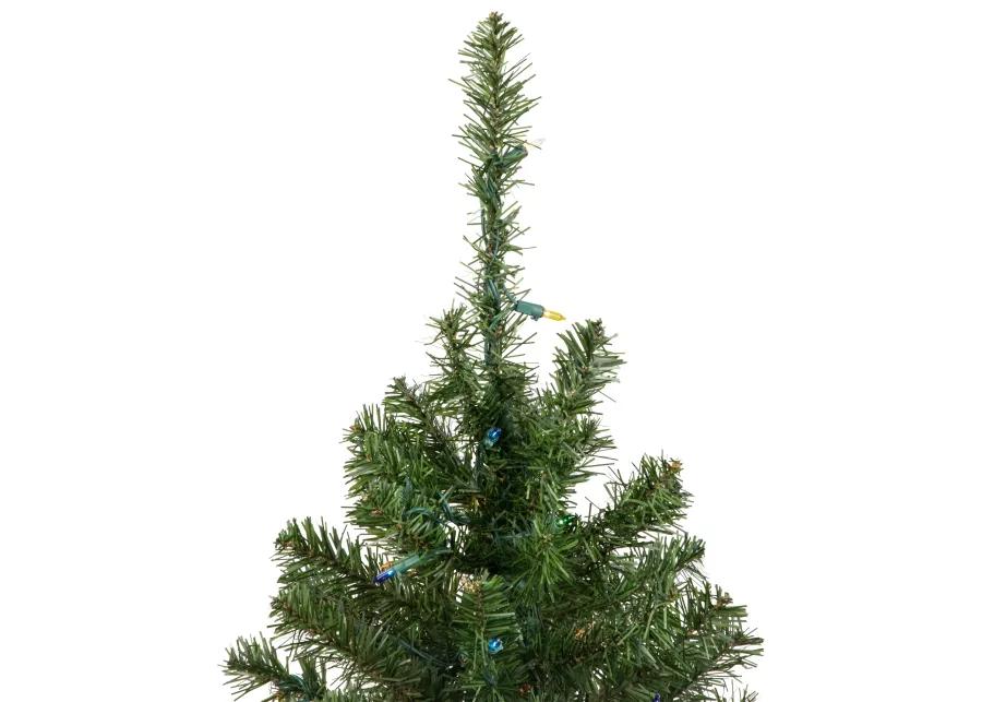 3' Pre-Lit Medium Canadian Pine Artificial Christmas Tree  Multicolor Lights